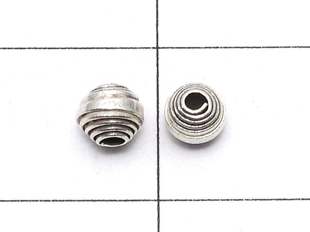 Karen Silver Patterned Rondelle 3.5x4x4mm Oxidized Finish 5pcs