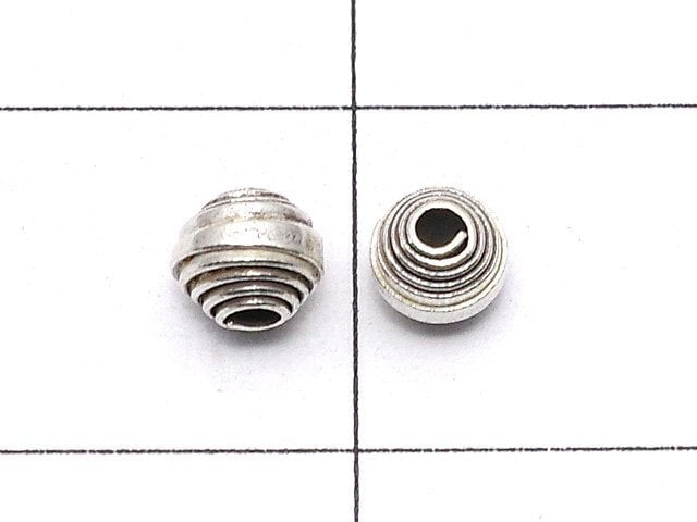 Karen Silver Patterned Roundel 3.5x4x4mm Oxidized Finish 5pcs