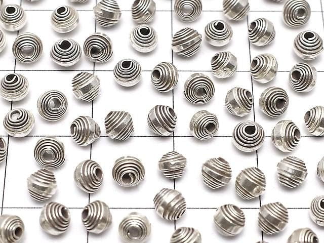 Karen Silver Patterned Roundel 3.5x4x4mm Oxidized Finish 5pcs