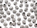 Silver925  Line Carved Rondelle 3.5x3.5x3.5mm Oxidized Finish  5pcs