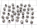 Silver925  Line Carved Rondelle 3.5x3.5x3.5mm Oxidized Finish  5pcs