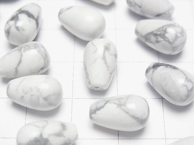 [Video] Howlite Magnesite Half Drilled Hole Drop (Smooth) 12x8mm 3pcs