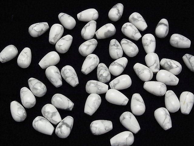 [Video] Howlite Magnesite Half Drilled Hole Drop (Smooth) 12x8mm 3pcs