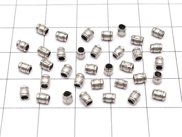 Karen Silver Patterned Roundel 3.5x3x3mm Oxidized Finish 10pcs