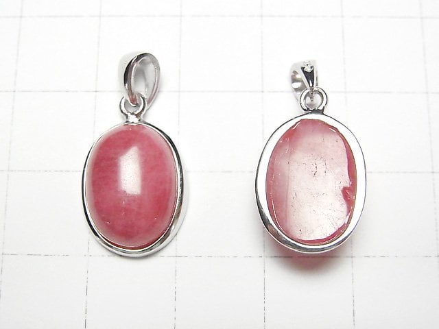 [Video]Rhodonite AAA Oval Pendant 16x12mm Silver925 1pc