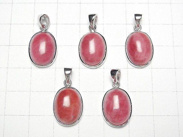 [Video]Rhodonite AAA Oval Pendant 16x12mm Silver925 1pc