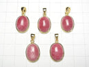 [Video]Rhodonite AAA Oval Pendant 16x12mm 18KGP 1pc