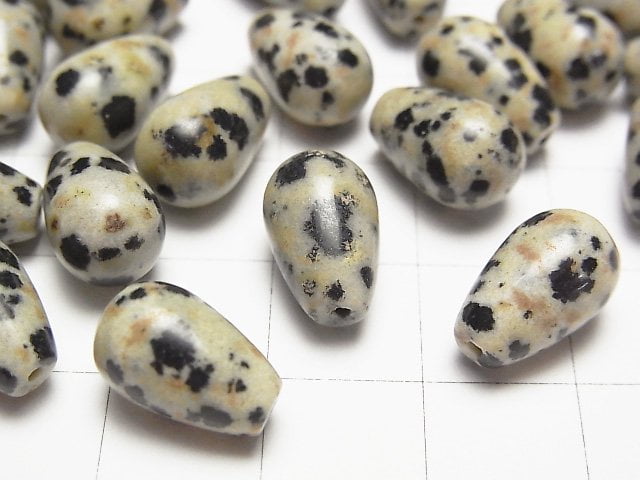 [Video] Dalmatian Jasper Half Drilled Hole Drop (Smooth) 12x8mm 3pcs