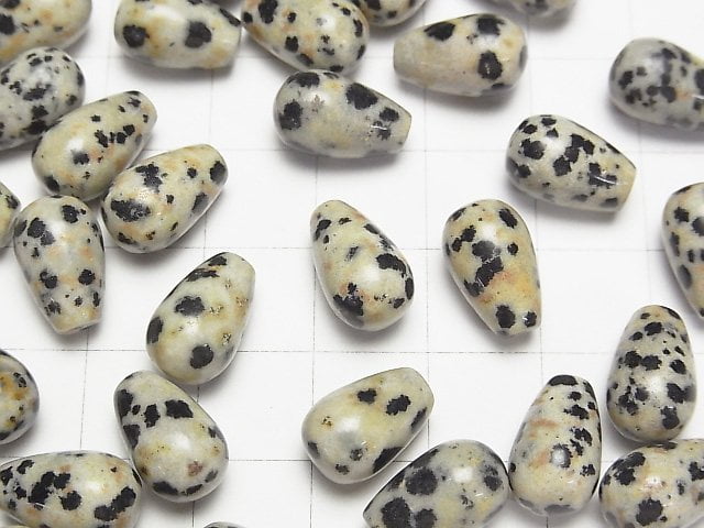 [Video] Dalmatian Jasper Half Drilled Hole Drop (Smooth) 12x8mm 3pcs