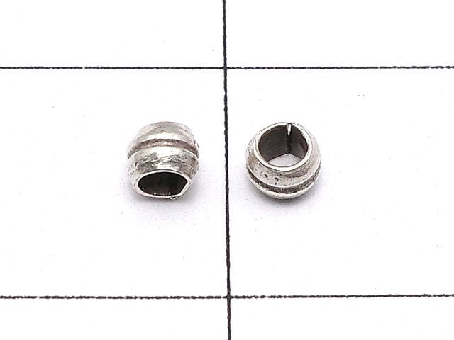 Karen Silver Patterned Roundel 2x3x3mm Oxidized Finish 10pcs