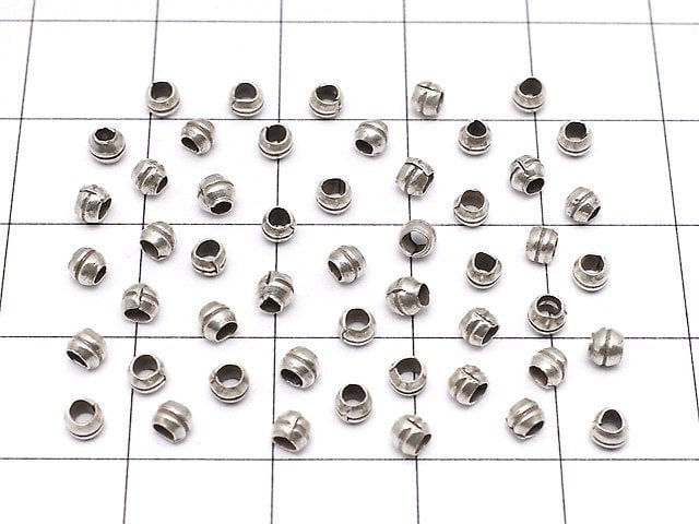 Karen Silver Patterned Roundel 2x3x3mm Oxidized Finish 10pcs