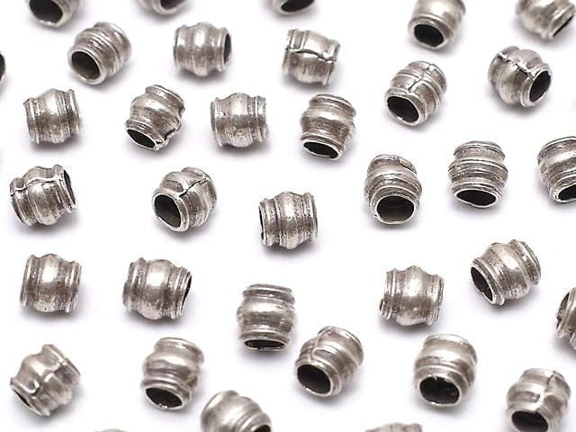 Karen Silver Patterned Rondelle 3x3.5x3.5mm Oxidized Finish 10pcs