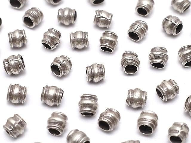 Karen Silver Patterned Rondelle 3x3.5x3.5mm Oxidized Finish 10pcs