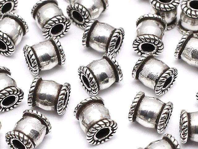 Silver925  Rondelle 6x5x5mm Oxidized Finish  2pcs