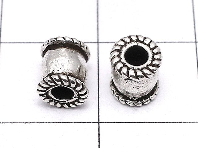 Silver925  Roundel 6x5x5mm Oxidized Finish  2pcs