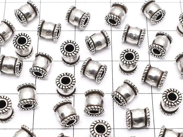Silver925  Rondelle 6x5x5mm Oxidized Finish  2pcs