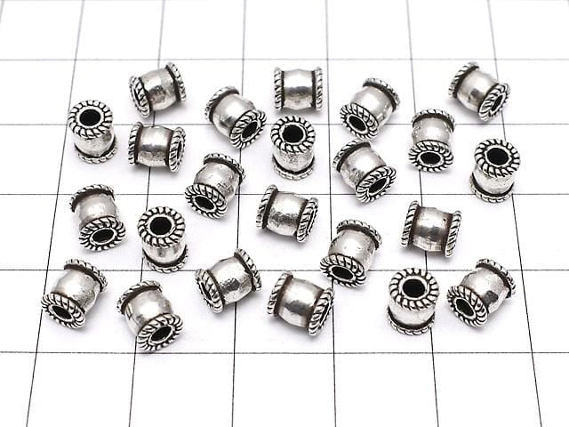 925純銀扁珠 6x5x5毫米 氧化處理 1件