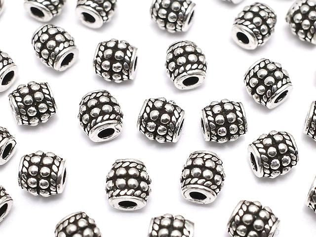 Silver 925 patterned Rondelle 5x5x5mm Oxidized Finish 1pc