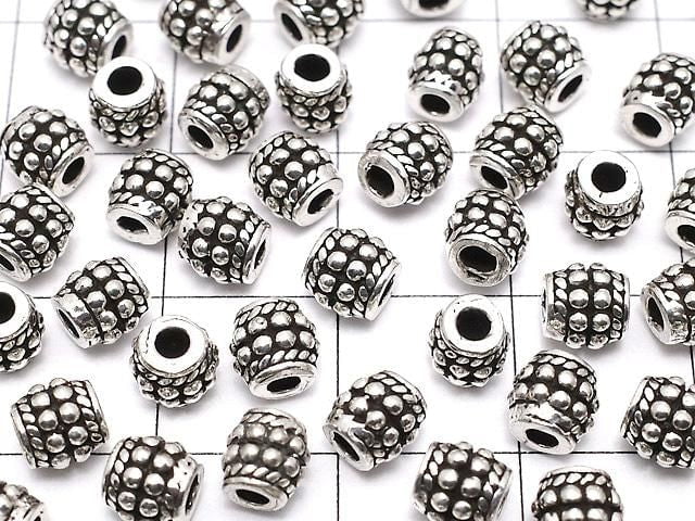 Silver 925 patterned Rondelle 5x5x5mm Oxidized Finish 1pc