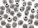 Silver925 Patterned Rondelle 5x5x5mm Oxidized Finish 1pc