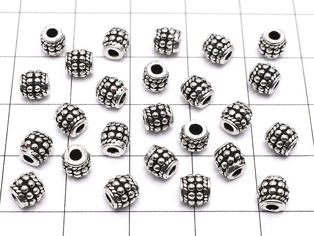 Silver925 Patterned Roundel 5x5x5mm Oxidized Finish 1pc