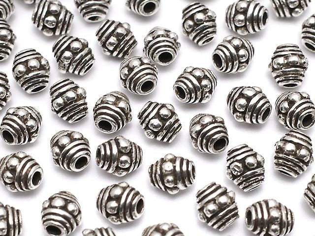 Silver 925 patterned Rondelle 5x5x4.5mm Oxidized Finish 2pcs