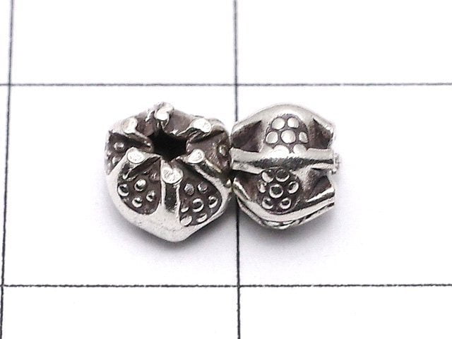 Karen Silver Ornament Roundel 4.5x4.5x6mm Oxidized Finish 3pcs