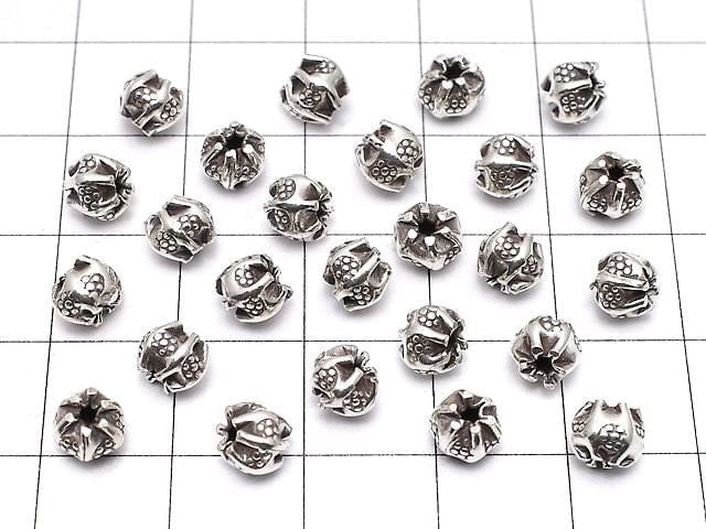 Karen Silver Ornament Rondelle 4.5x4.5x6mm Oxidized Finish 3pcs