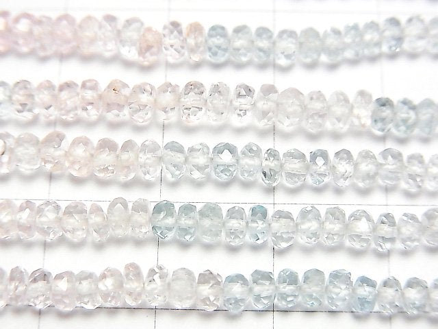 [Video]High Quality Morganite & Aquamarine AAA Faceted Button Roundel half or 1strand beads (aprx.17inch/42cm)