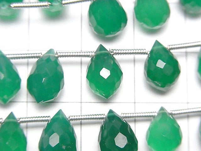 [Video]High Quality Green Onyx AAA Marquise Rice Faceted Briolette half or 1strand (18pcs)