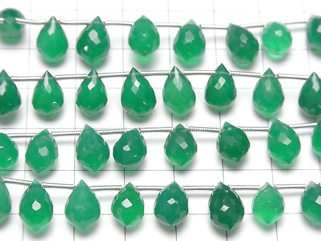 [Video]High Quality Green Onyx AAA Marquise Rice Faceted Briolette half or 1strand (18pcs)