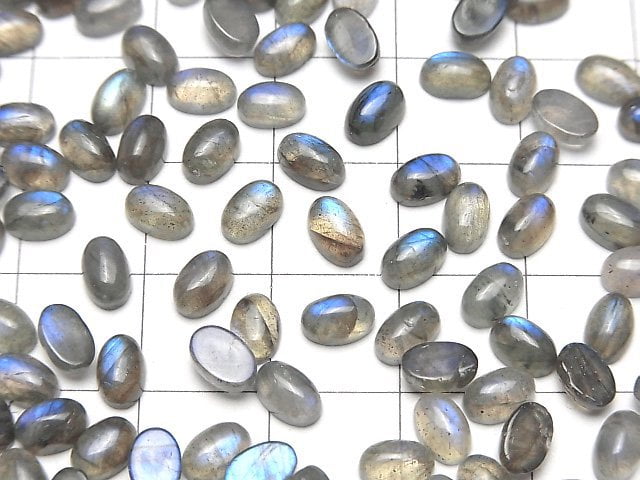 [Video] Blue Labradorite AA++ Oval Cabochon 6x4mm 10pcs