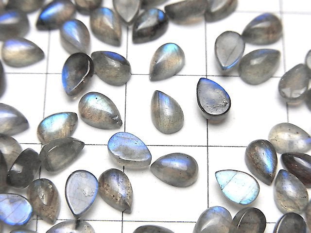 [Video] Blue Labradorite AA++ Pear shape Cabochon 6x4mm 10pcs