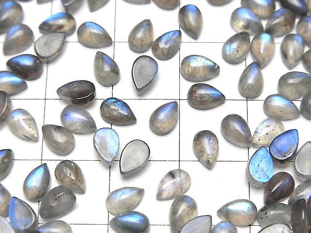 [Video] Blue Labradorite AA++ Pear shape Cabochon 6x4mm 10pcs