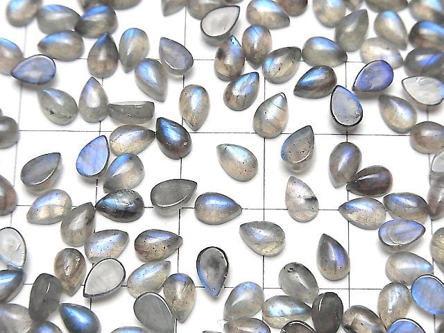 [Video] Blue Labradorite AA++ Pear shape Cabochon 6x4mm 10pcs