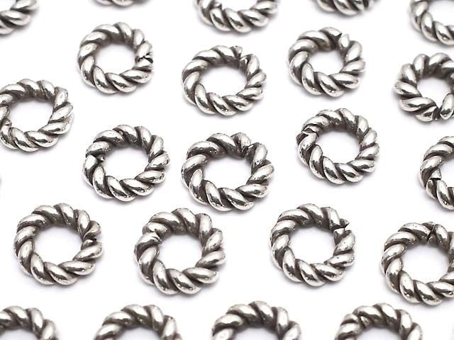 Karen Silver Rope Ring (Open/Close Type) 7mm Oxidized Finish 5pcs