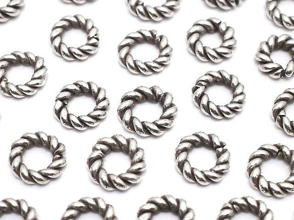 Karen Silver Rope Ring (Opening Type) 7mm Oxidized Finish 5pcs
