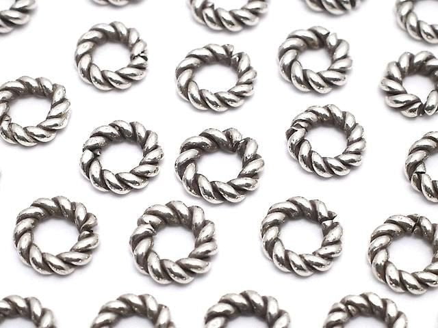 Karen Silver Rope Ring (Opening Type) 7mm Oxidized Finish 5pcs