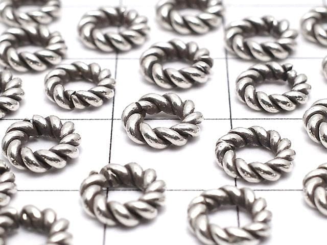 Karen Silver Rope Ring (Open/Close Type) 7mm Oxidized Finish 5pcs