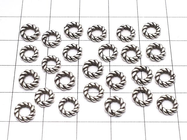 Karen Silver Rope Ring (Open/Close Type) 7mm Oxidized Finish 5pcs