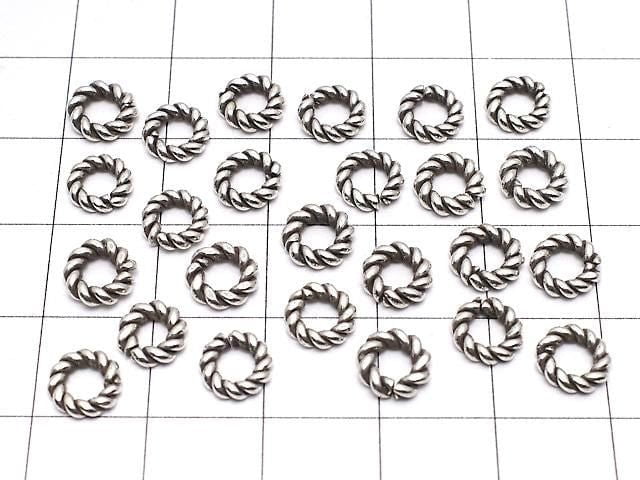 Karen Silver Rope Ring (Opening Type) 7mm Oxidized Finish 5pcs