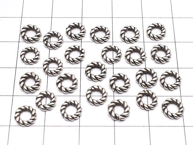 Karen Silver Rope Ring (Closed Type) 7mm Oxidized Finish 5pcs