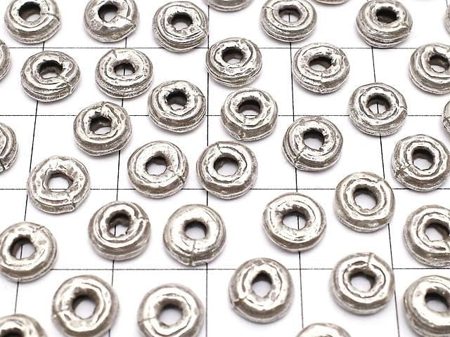 Karen Silver Patterned Rondelle 7x7x2.5mm Oxidized Finish 3pcs