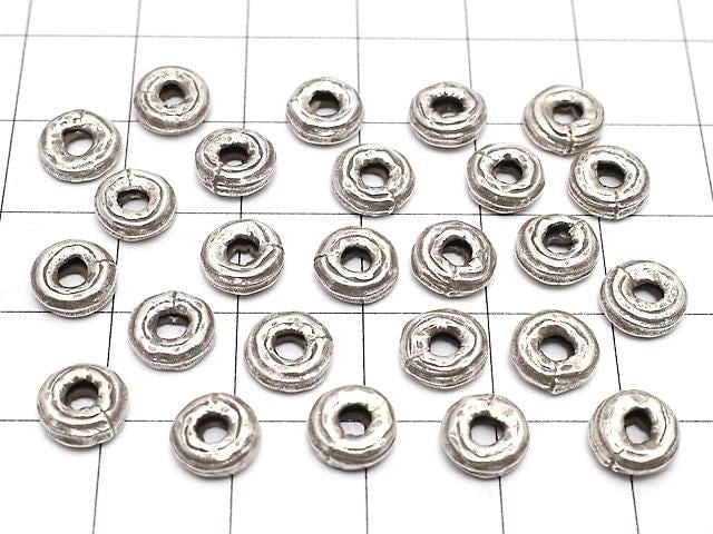 Karen Silver Patterned Rondelle 7x7x2.5mm Oxidized Finish 3pcs