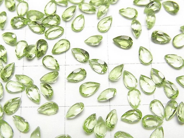 [Video]High Quality Peridot AAA Loose stone Pear shape Faceted 5x3mm 10pcs