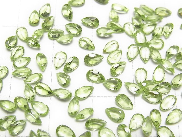 [Video]High Quality Peridot AAA Loose stone Pear shape Faceted 5x3mm 10pcs