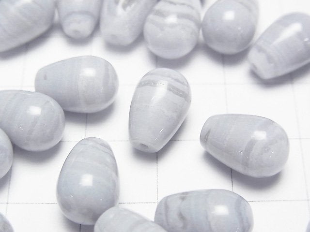 [Video]Blue Lace Agate AA Half Drilled Hole Drop (Smooth) 12x8mm 1pc