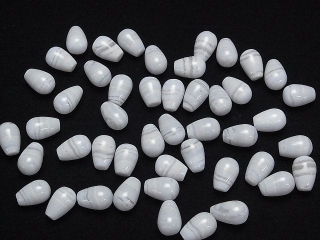 [Video]Blue Lace Agate AA Half Drilled Hole Drop (Smooth) 12x8mm 1pc