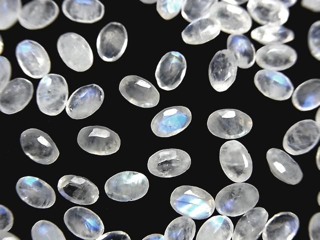 彩虹月光石 AA++ 橢圓刻面裸石 6x4mm 10顆
