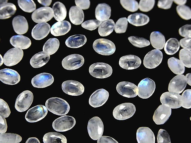 [Video] Rainbow Moonstone AA++ Loose stone Oval Faceted 6x4mm 10pcs